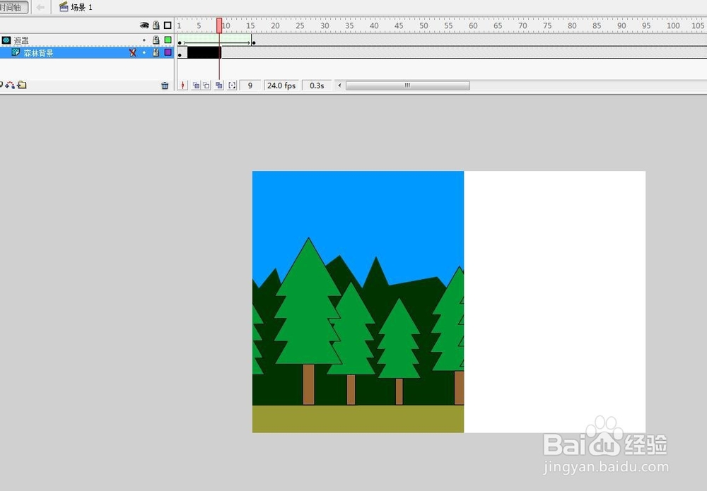 flash用森林背景制作引导线遮罩元件的动画