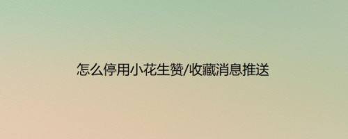 怎么停用小花生赞/收藏消息推送
