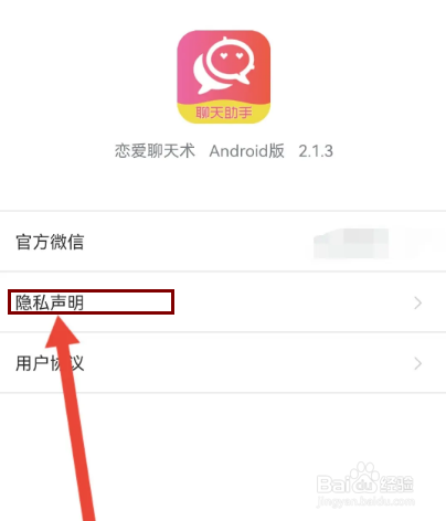 恋爱聊天术怎么查看隐私声明