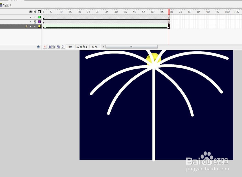flash绘制一个烟花散开的效果