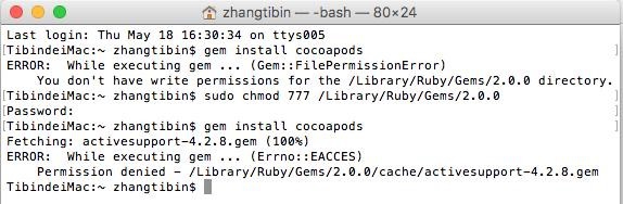 cocoapods1.5.3版本使用教程