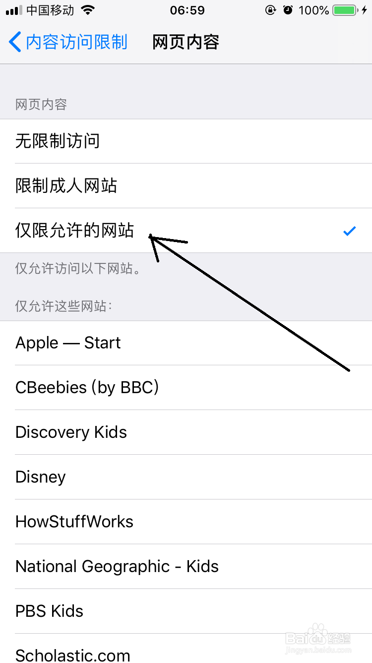 iphone预览网页如何设置成只允许打开的页面