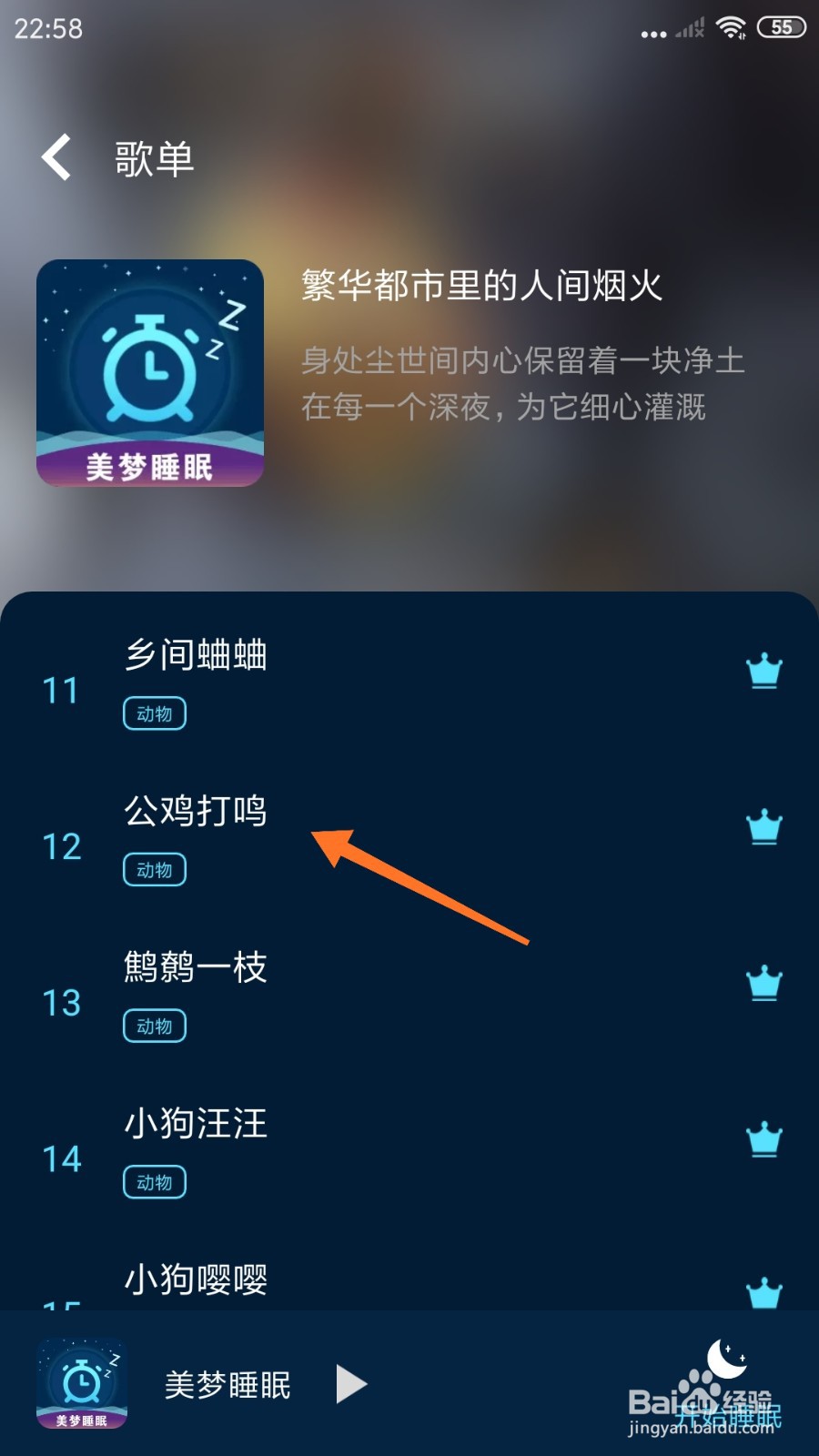 美梦睡眠中怎么播放公鸡打鸣