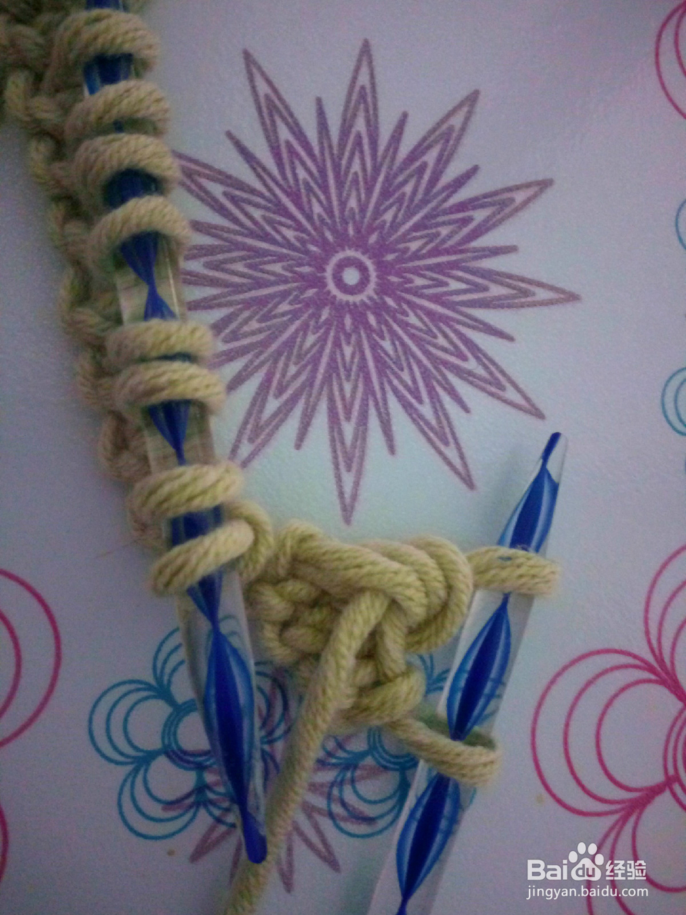 棒针菠萝花的织法
