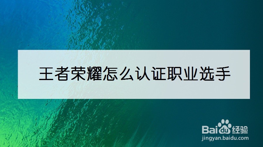 王者荣耀怎么认证职业选手