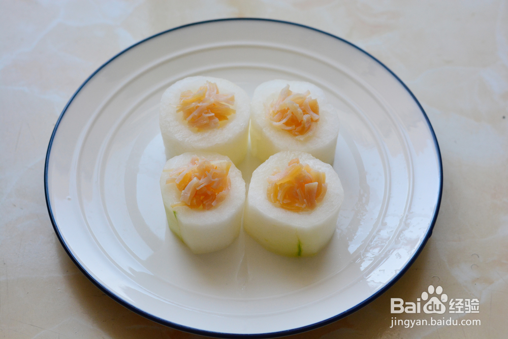 鲜虾瑶柱蒸冬瓜海鲜美食教程