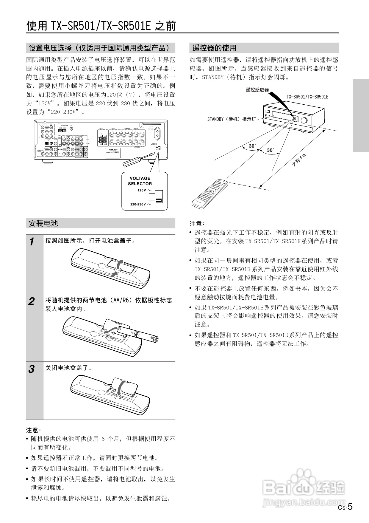 安桥AV接收机TX-SR501E型使用说明书:[1]