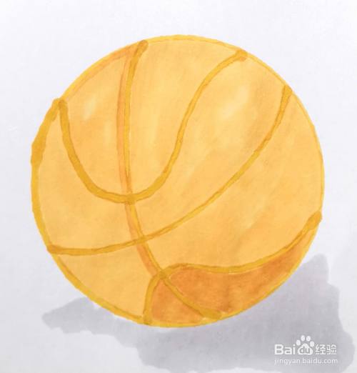 画一个放在地上的篮球