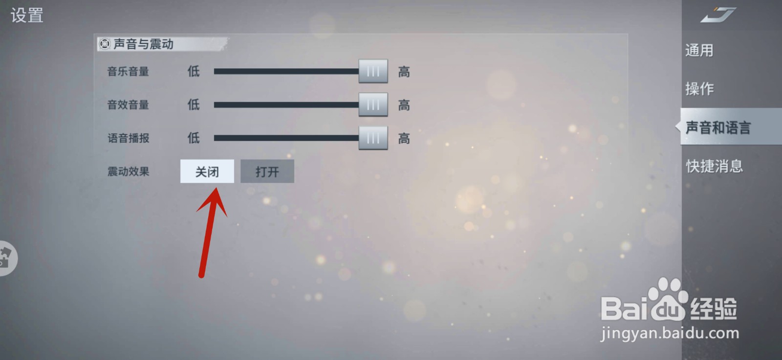 未来风暴手游怎么设置震动效果