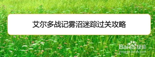 艾尔多战记雾沼迷踪过关攻略