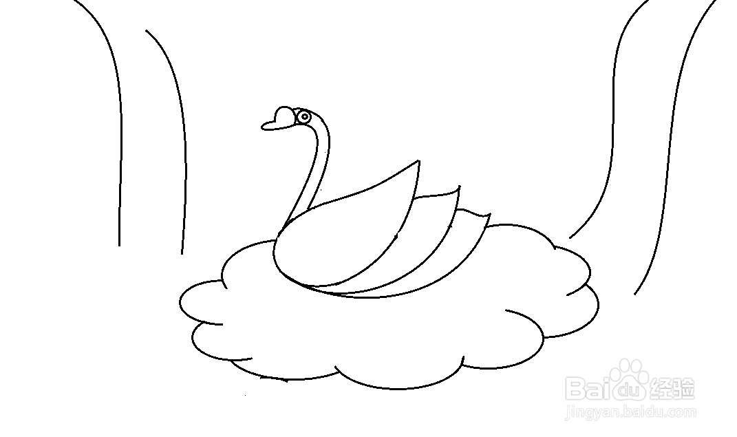 白鹅简笔画游泳图片