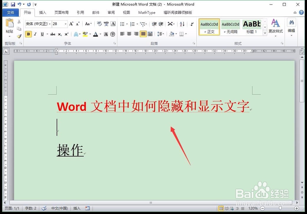 word文档中如何隐藏和显示文字