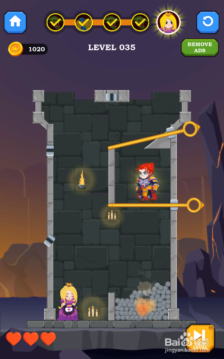 Hero Rescue Online的LEVEL 035怎样通过？