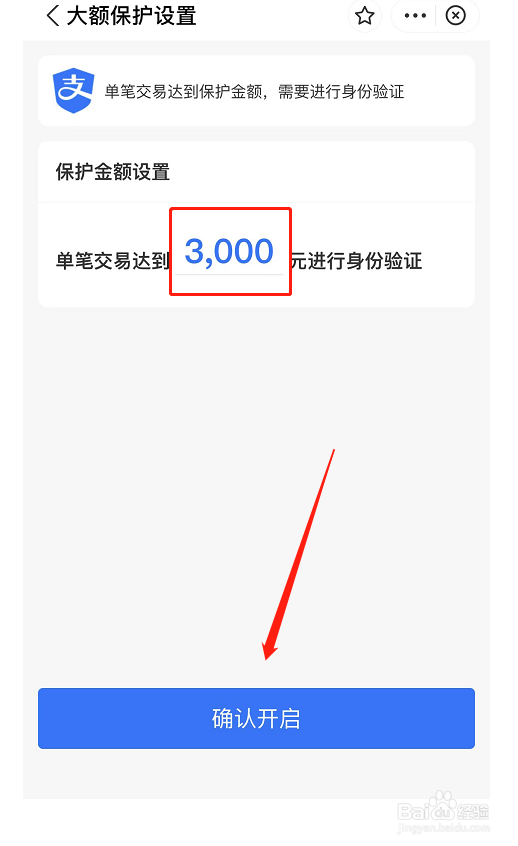 支付宝如何开启大额交易保护功能