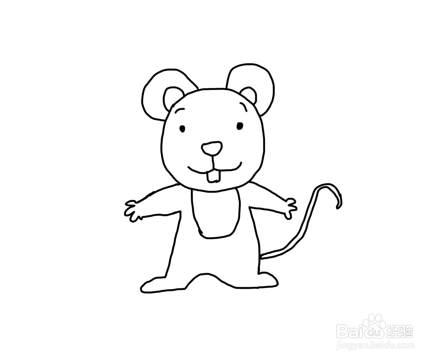 怎么画儿童彩色简笔画卡通动物老鼠?