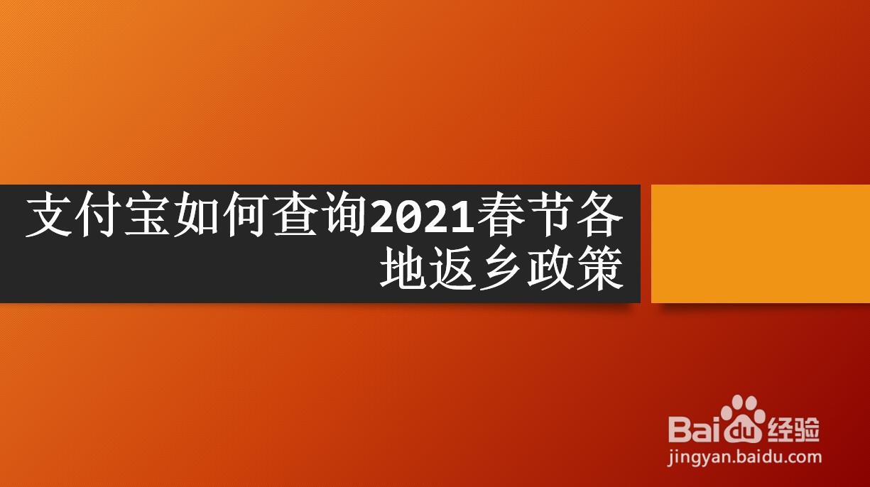 <b>支付宝如何查询2021春节各地返乡政策</b>