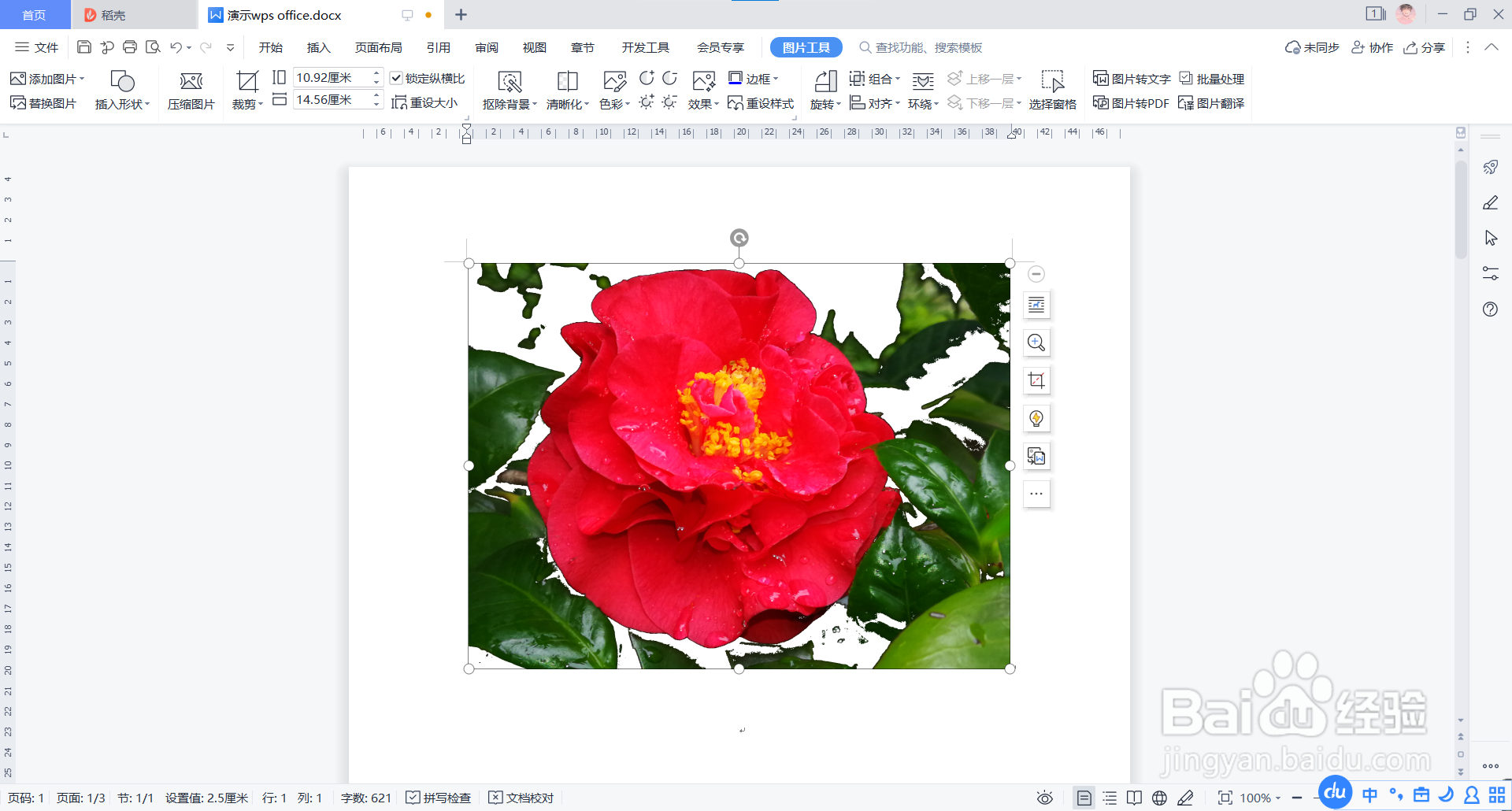 WPS文档中如何给图片背景设置透明色？