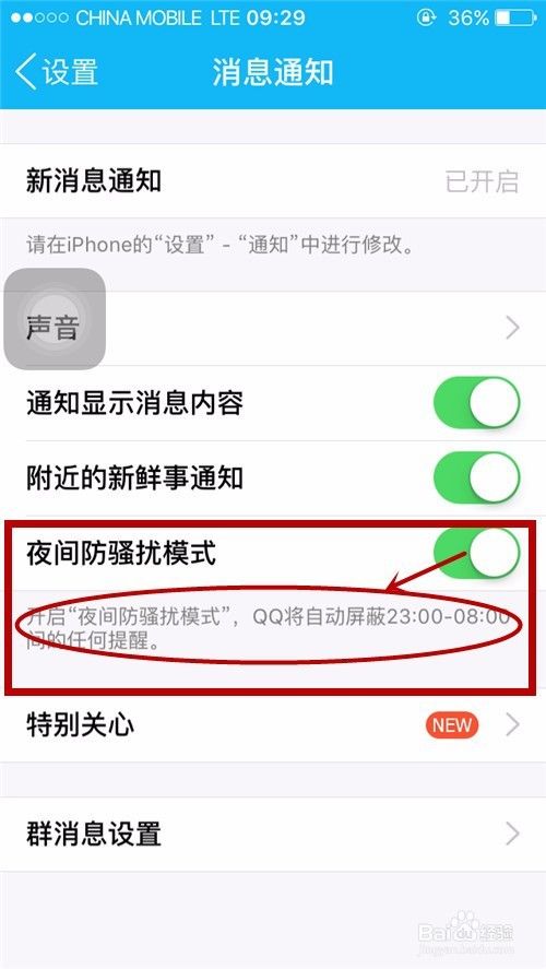 苹果手机QQ怎么开启夜间防骚扰模式