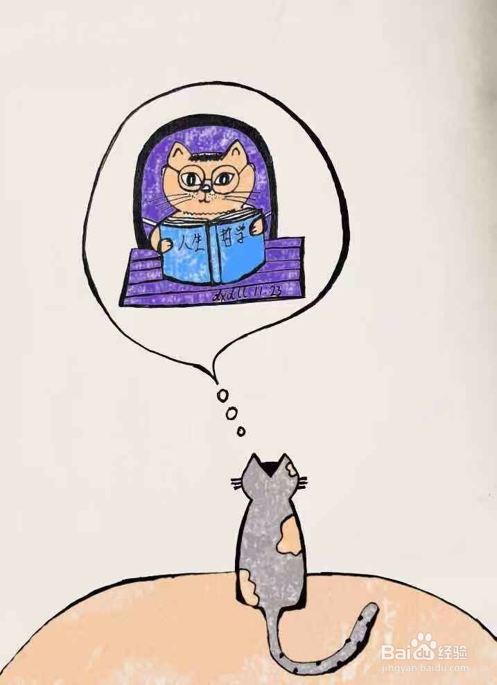 茉莉蜡笔手绘之喵星人的想法