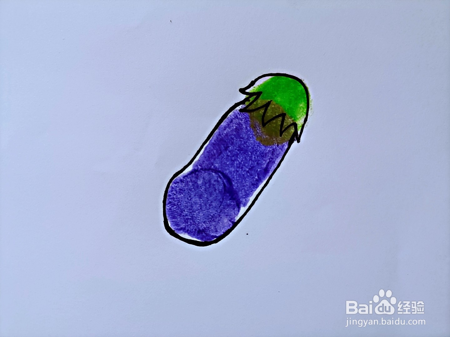 如何用手指印画一根茄子
