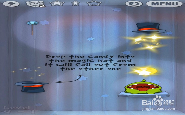 手机游戏割绳子level3-25、level4-1三星攻略