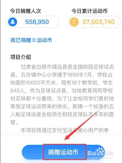 支付宝运动如何捐动动币为孩子捐球场