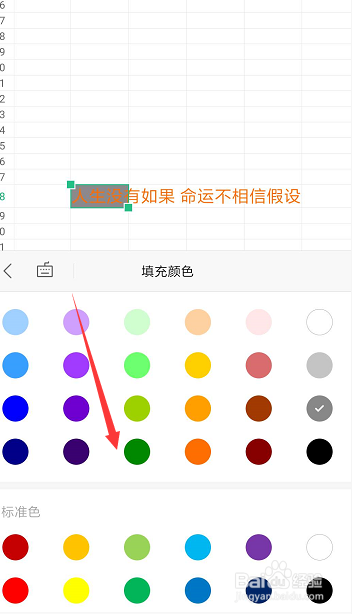 手机WPS表格中如何给文字填充底色颜色