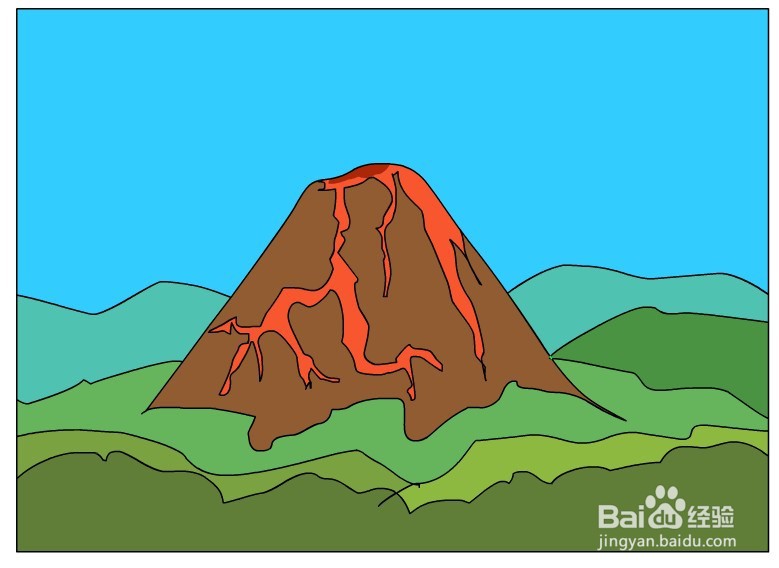 flash绘制一座火山背景