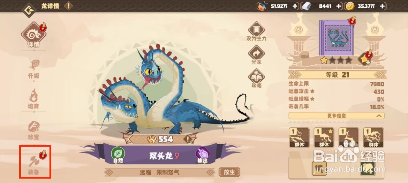 驯龙高手旅程双头龙如何穿戴装备？