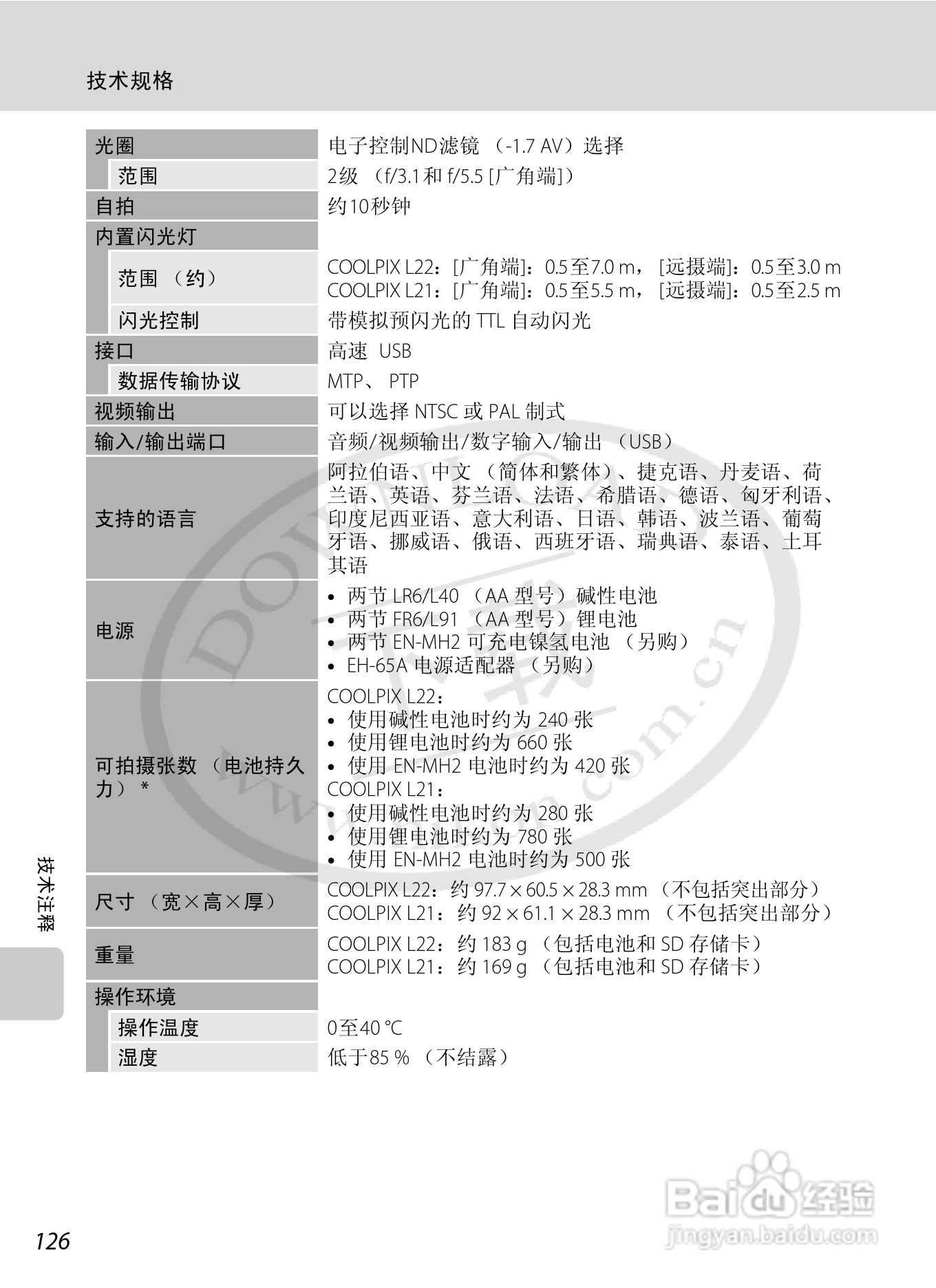尼康L21L22数码相机说明书:[14]
