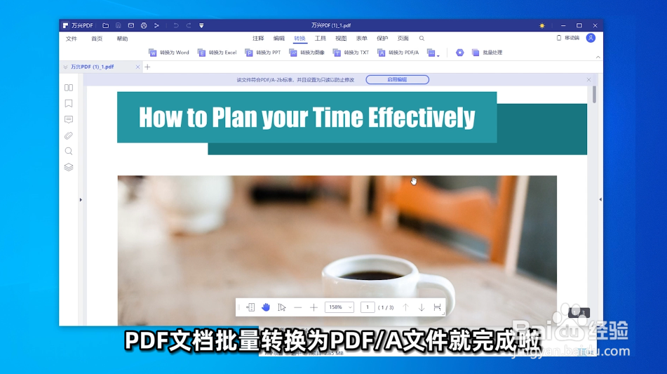 如何将PDF文档转换为PDF/A文件？