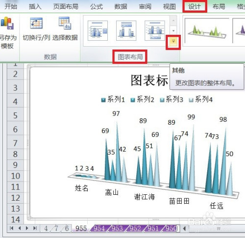 excel怎么让簇状圆锥图显示布局3效果