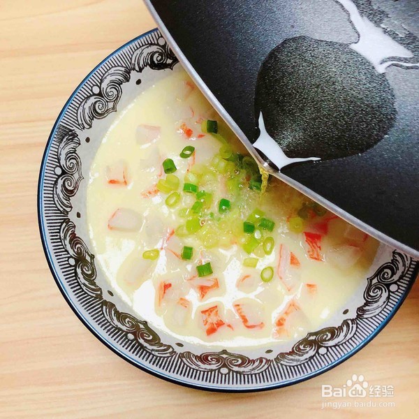 豆浆蟹柳蒸水蛋