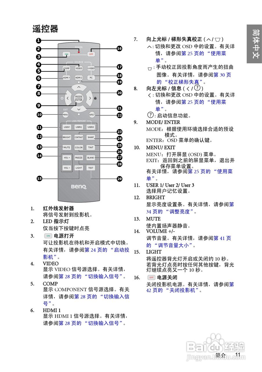 明基BenQ W1000型投影机说明书:[2]
