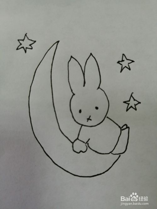 坐在月亮上的小兔子怎么画