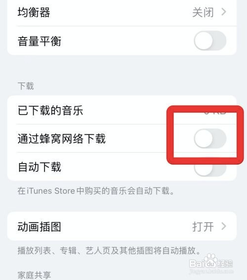 苹果如何禁止使用蜂窝网络下载音乐