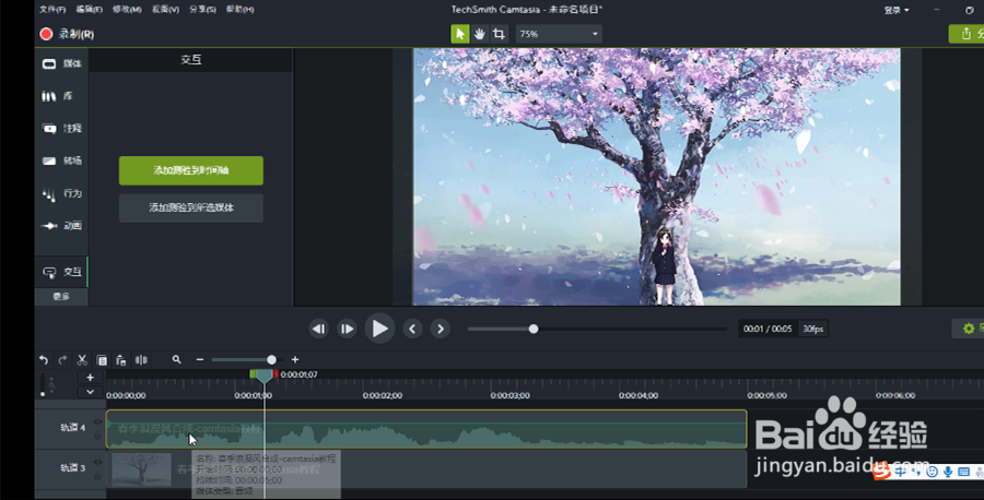 在camtasia2018中如何禁用和删除轨道？