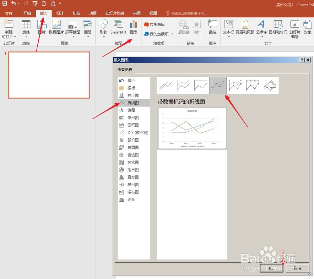 PPT折线图添加高低点连线