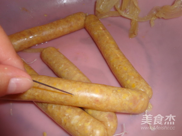玉米鸡肉肠的做法