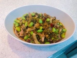 酸菜肉丝炒毛豆