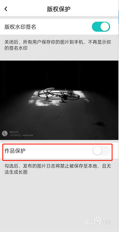 LOFTER作品保护怎么开