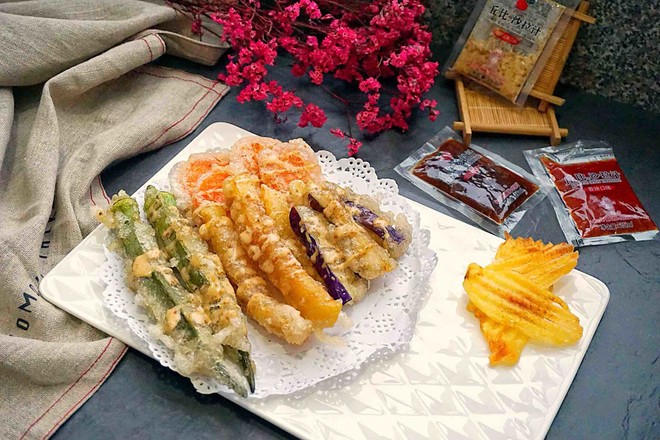 炸蔬菜沙拉丘比沙拉汁