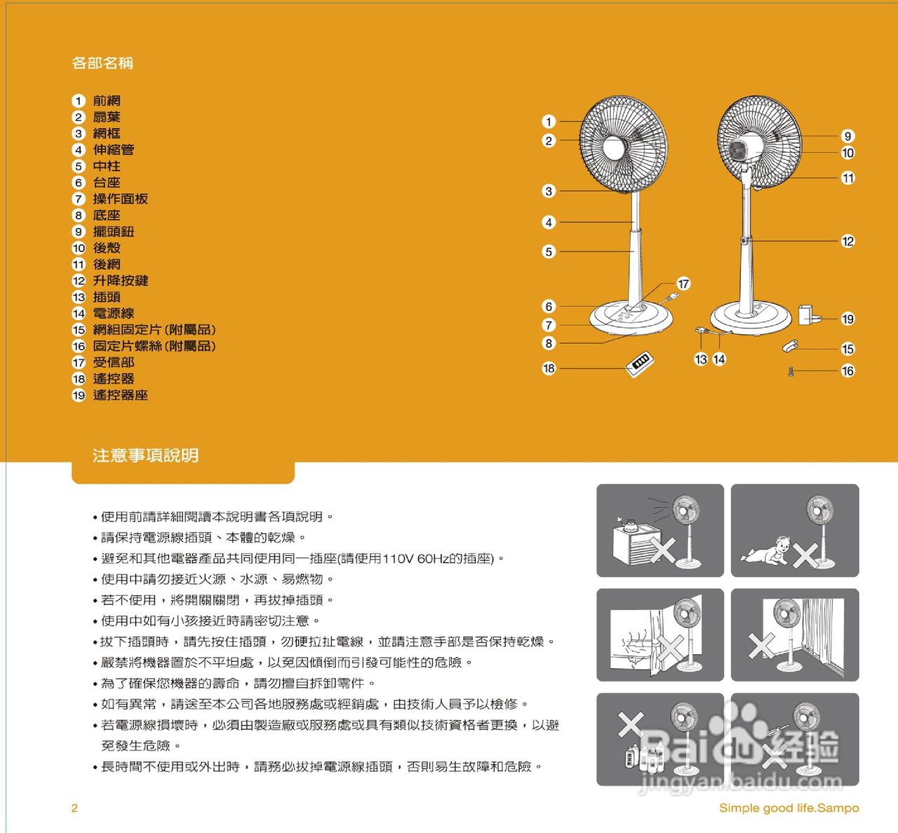 声宝SK-FQ14R型14吋微电脑遥控立扇说明书