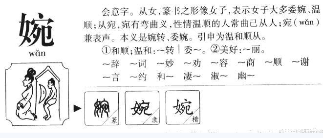 婉字小篆怎么写