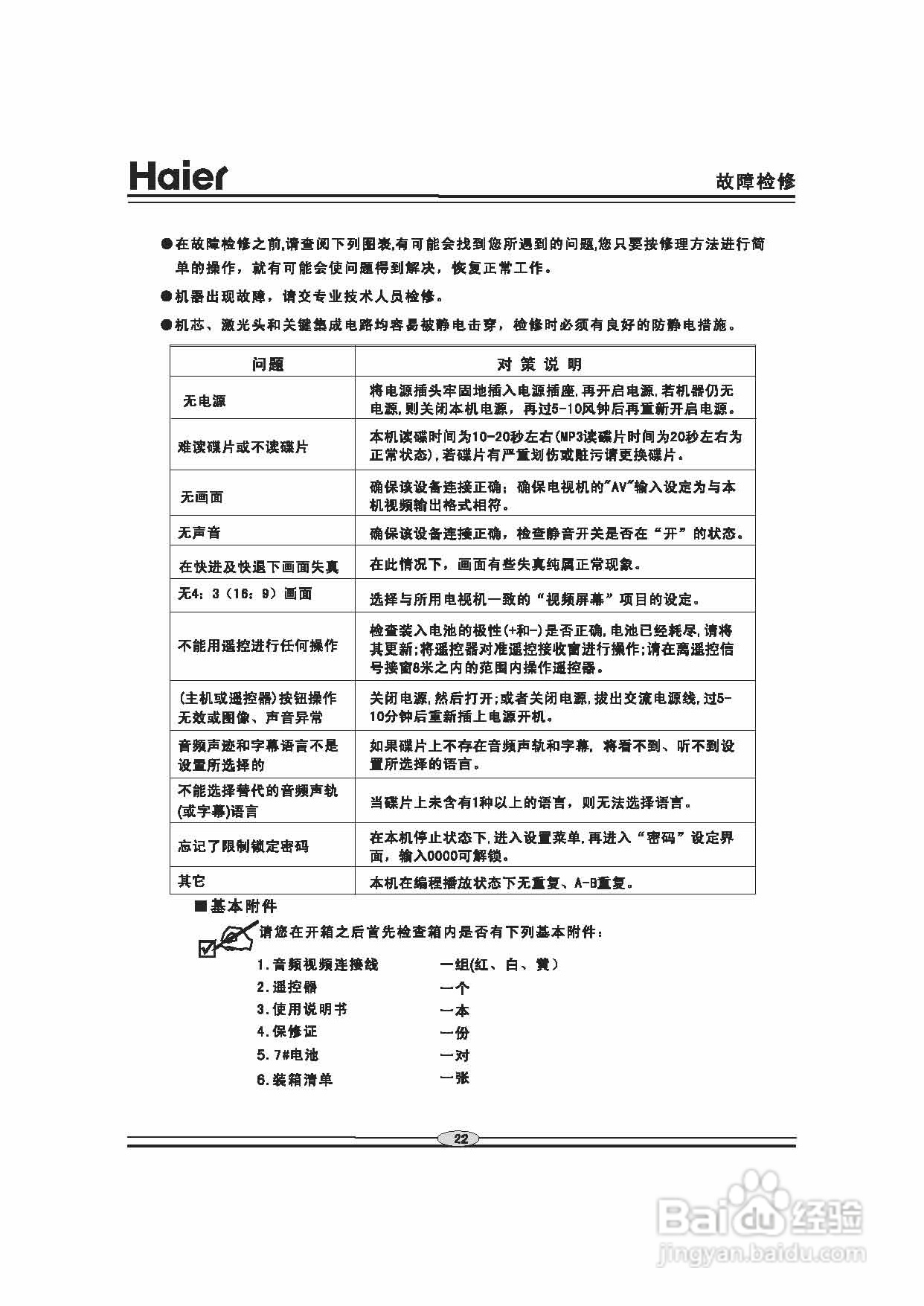 海尔DVD-S3856B影碟机使用说明书:[2]