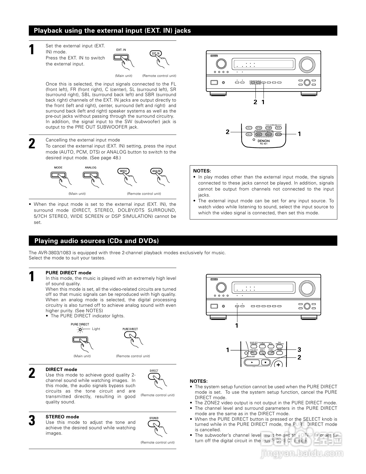 DENON AVR-1083功放操作说明书:[3]