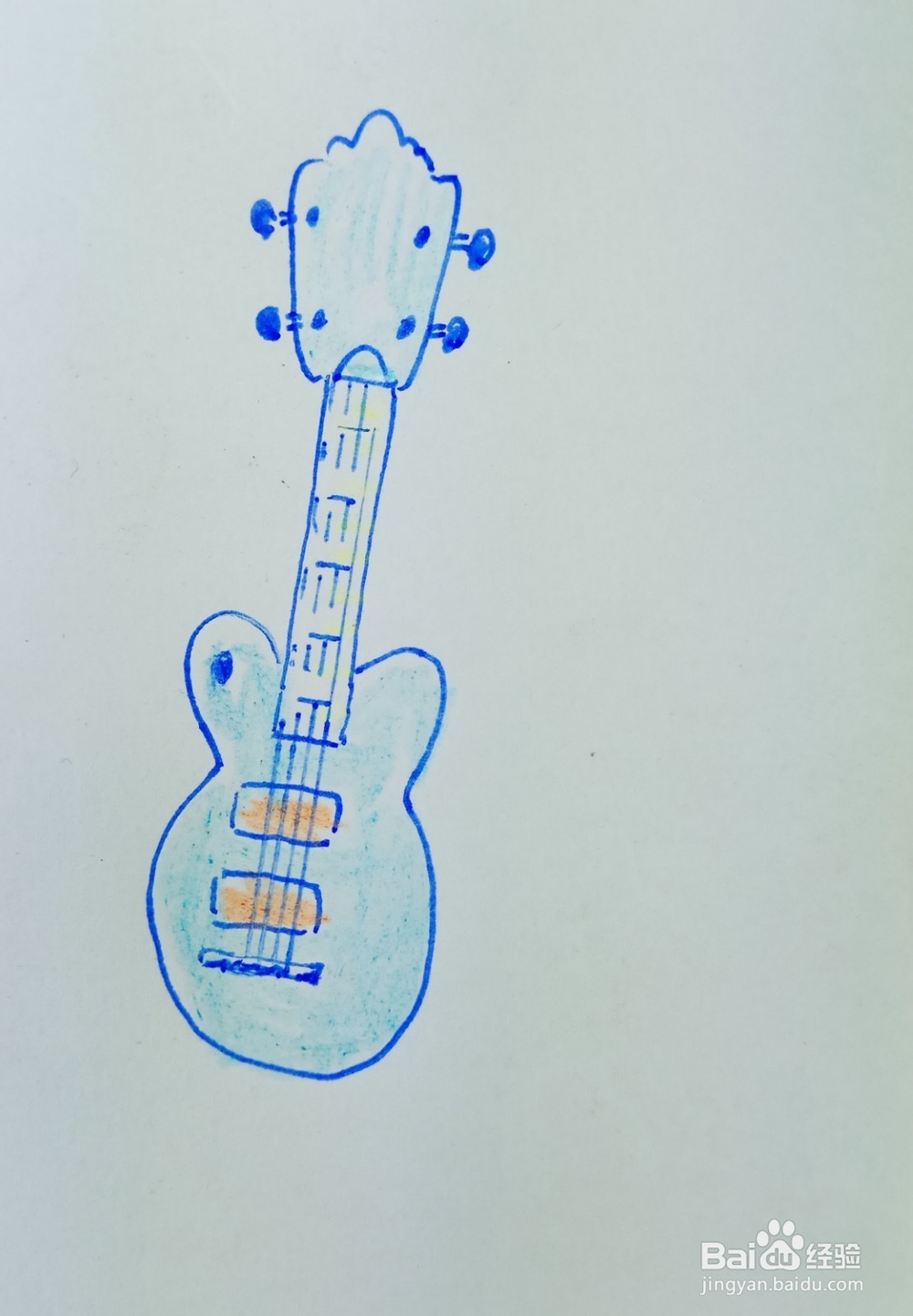 怎样画儿童简笔画漂亮的吉他？