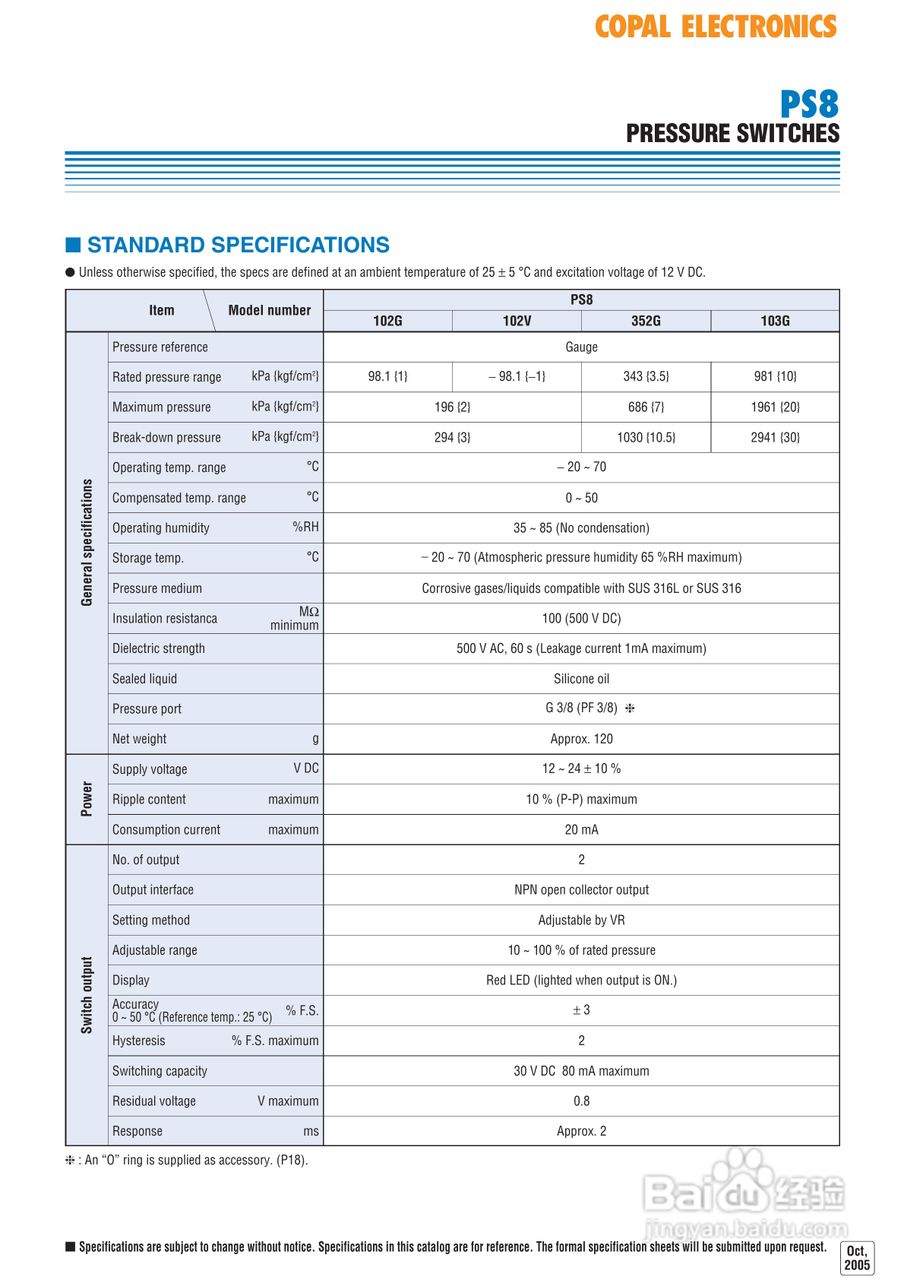 COPAL PS8 压力传感器使用说明书