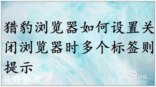 猎豹浏览器如何设置关闭浏览器时多个标签则提示