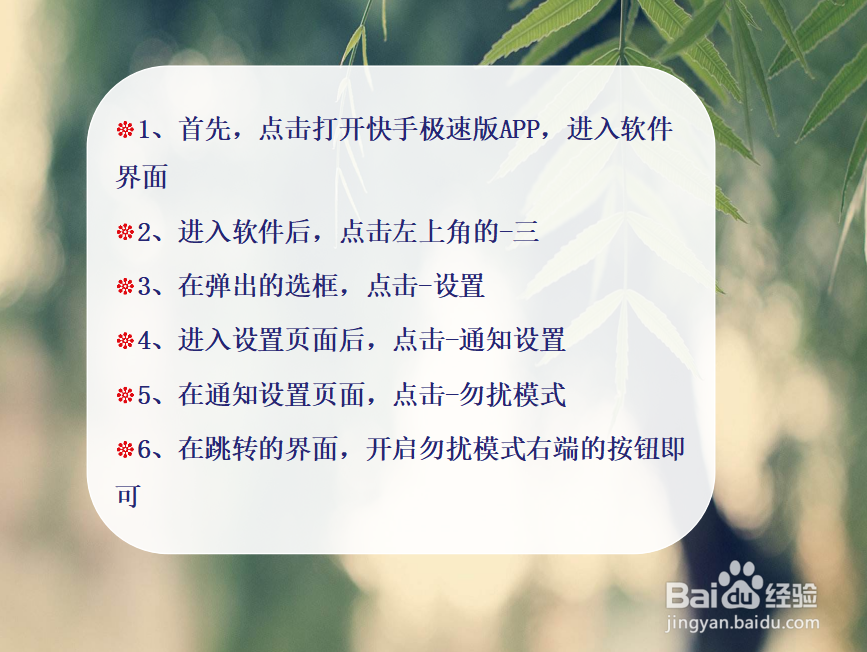 快手极速版怎么开启勿扰模式